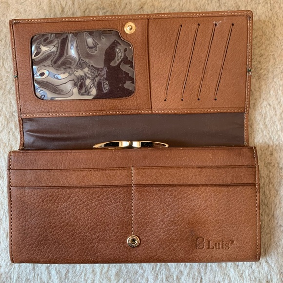 Vintage 80s Designer Large Wallet Italian Cowhide Leather Good Condition - Picture 9 of 17